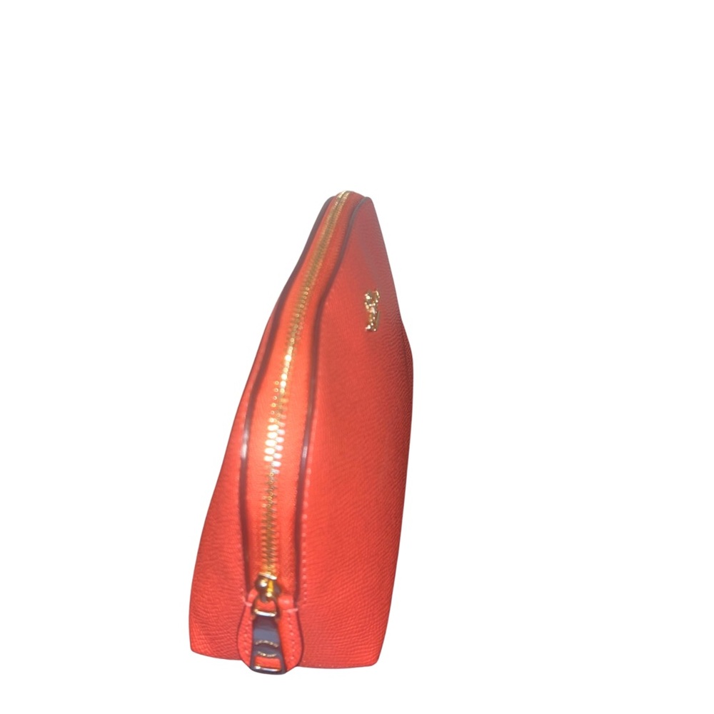Coach Coral Orange Crossgrain Leather Cosmetic Case - Picture 4 of 13
